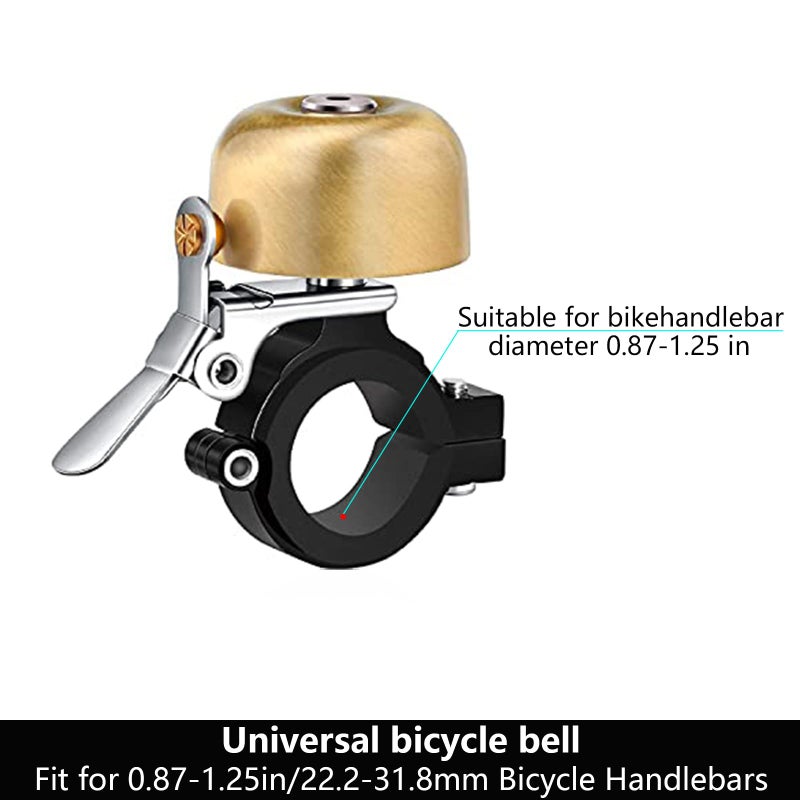 Greallthy Bike Bell Classic Brass Bicycle Bell,Bike Bells for Adults Kids, Loud Retro Bell for Road & Mountain Bikes, Universal Handlebar Fit (Gold). - Image 3